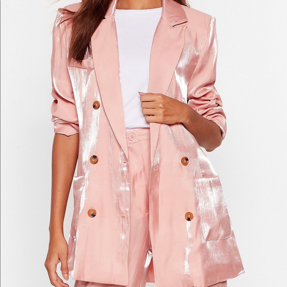 Nasty Gal Rose Satin Blazer